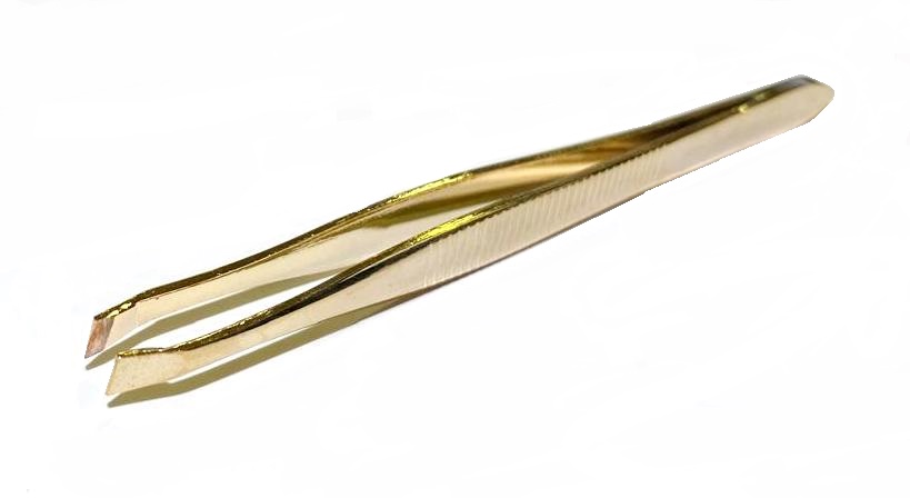 Пинцет для коррекции бровей, цв. золото, дл. 9 см, арт. MAN-41