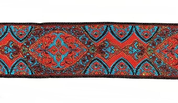 Тесьма жаккардовая ОРНАМЕНТ, цв. коричневый, шир. 50 мм, 7 м, арт. MZHB-5007