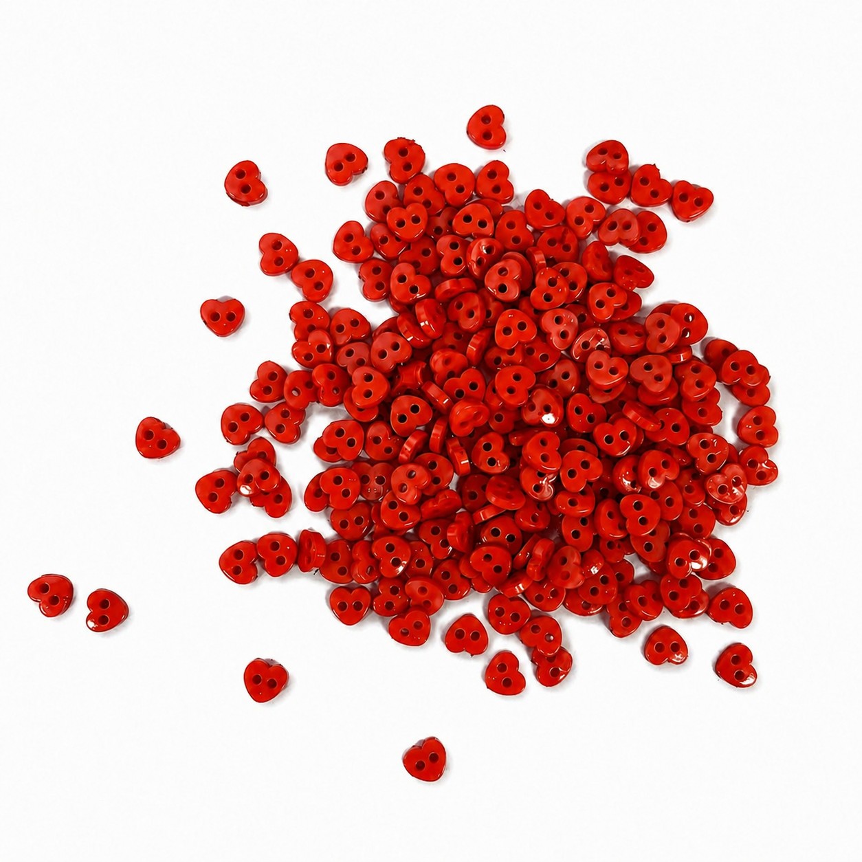 Мини-пуговицы пластиковые «Сердечки», красные, 7 мм. title=
