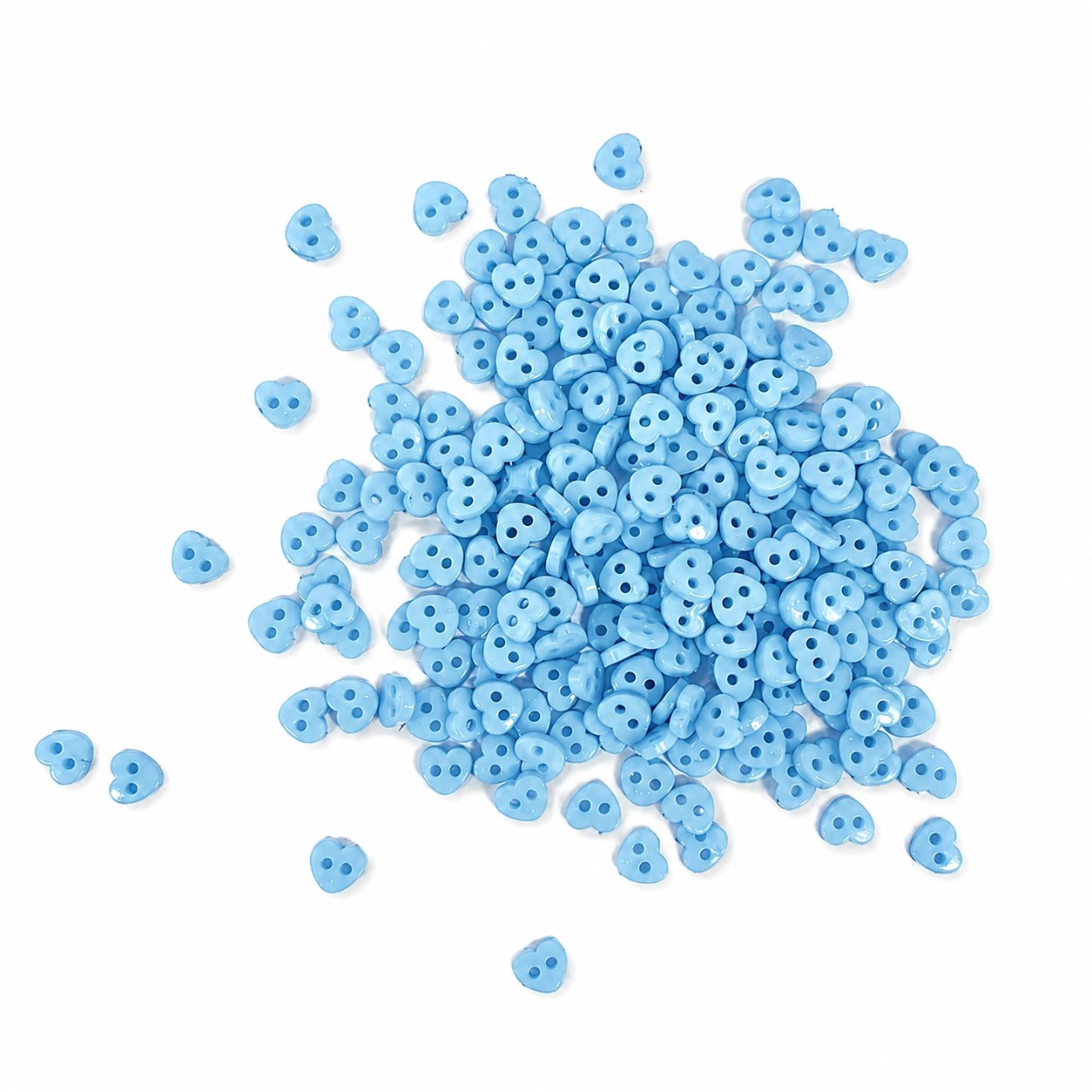Мини-пуговицы пластиковые «Сердечки», цв.голубой, 7 мм. title=