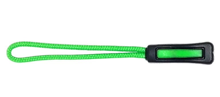 Пуллер для бегунка со шнурком/ арт.13/ цв.черный с ярко-зеленым 322+334/ дл.63мм/ фас.1шт.