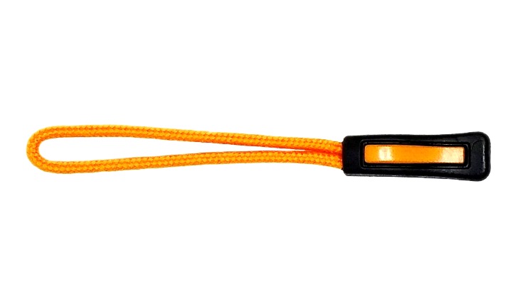 Пуллер для бегунка со шнурком/ арт.13/ цв.черный с оранжевым 322+158/ дл.63мм/ фас.1шт.