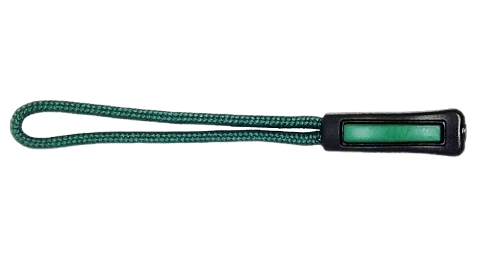 Пуллер для бегунка со шнурком/ арт.13/ цв.черный с зеленым  322+272/ дл.63мм/ фас.1шт.