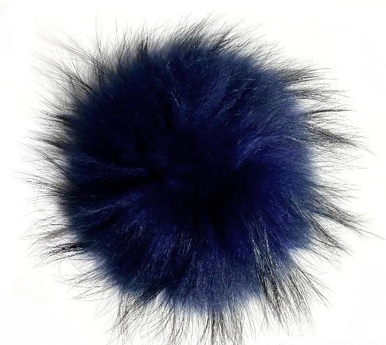 Помпон меховой натуральный/ цв.темно-синий №26/ диам.10см/ фас 5шт.