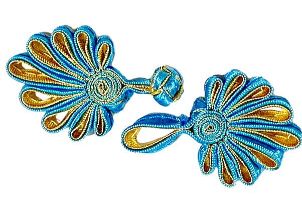 Клевант - застежка цв.голубой с золотистой отделкой/ дл.7см/ уп.12шт/ фас.1уп.