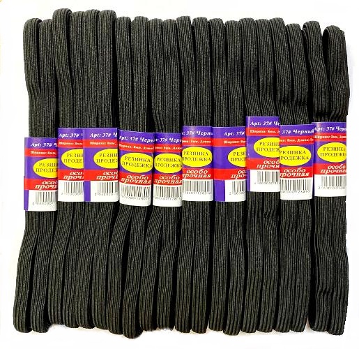 Резинка продежка ОСОБО ПРОЧНАЯ/ Китай/ шир.8мм/ цв.черный/ уп.10м/ фас.10рул. title=