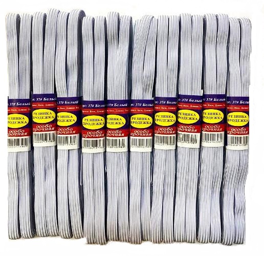 Резинка продежка ОСОБО ПРОЧНАЯ/ Китай/ шир.8мм/ цв.белый/ уп.10м/ фас.10рул title=