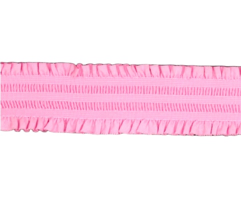 Резинка декоративная с рюшами шир.20мм/ цв.розовый/ уп.25м/ фас.1рул.