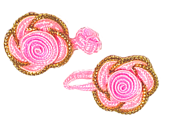 Клевант - застежка Цветок/ цв.розовый с золотистой отделкой/ арт.DSP012/ дл.6см/ уп.12шт/ фас.1уп.