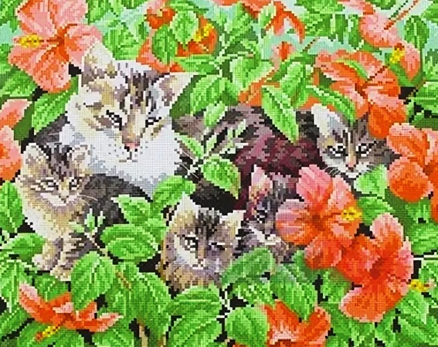 Схема для вышивания 40х50/ арт.0406/ КОТИКИ В ЦВЕТАХ