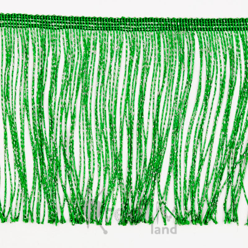 Бахрома с люрексом цв.зеленый/ шир.15см/ дл.9,1м/ фас.1рул