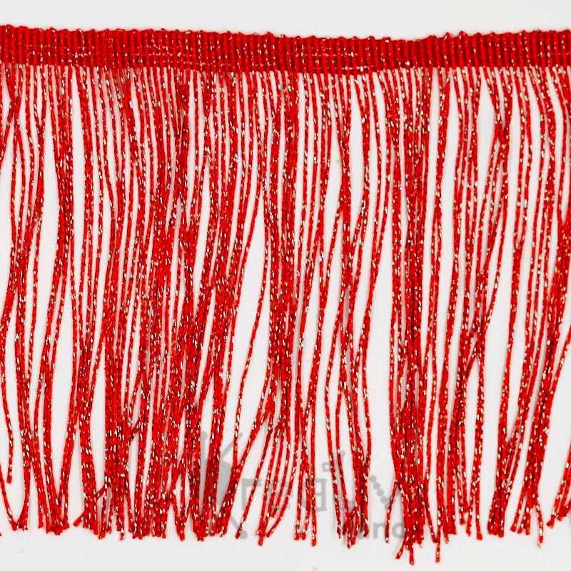 Бахрома с люрексом цв.красный/ шир.15см/ дл.9,1м/ фас.1рул