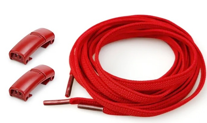 Шнурки эластичные с магнитными застёжками/ цв.красный/ шир.10мм/ дл.100см/ фас.1пара