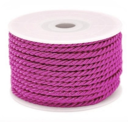 Шнур витой отделочный декоративный/ цв.ярко-розовый/ 3мм/ 20ярд./ фас.1рул.
