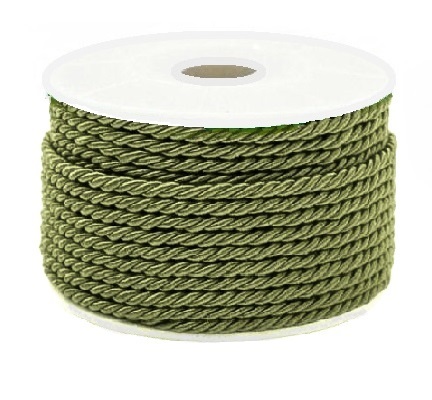 Шнур витой отделочный декоративный/ цв.хаки / 3мм/ 20ярд./ фас.1рул.