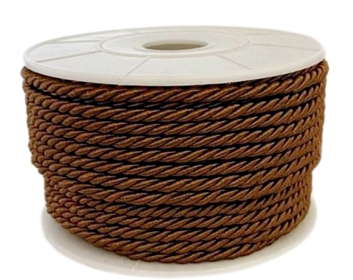 Шнур витой отделочный декоративный/ цв.ярко-коричневый/ 3мм/ 20ярд./ фас.1рул.