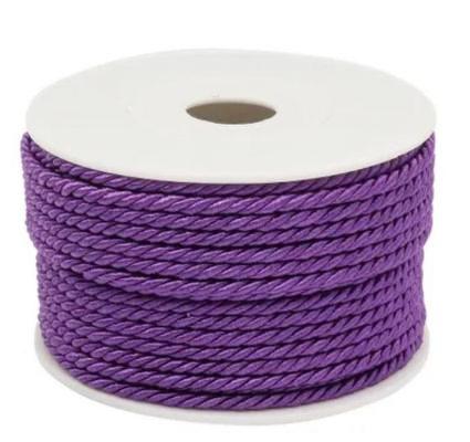 Шнур витой отделочный декоративный/ цв.фиолетовый/ 3мм/ 20ярд./ фас.1рул.