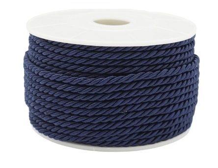 Шнур витой отделочный декоративный/ цв.темно-синий/ 3мм/ 20ярд./ фас.1рул.