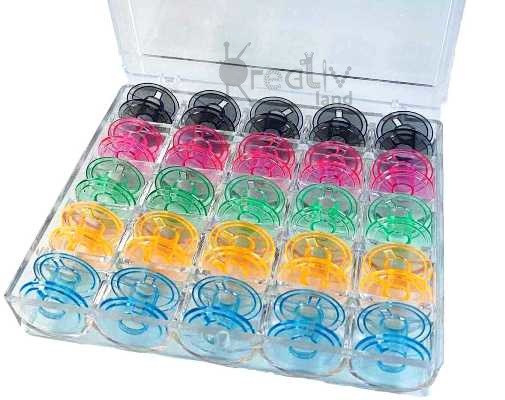 Набор шпулек пластиковых цветных для бытовой швейной машинки/ фас.25шт