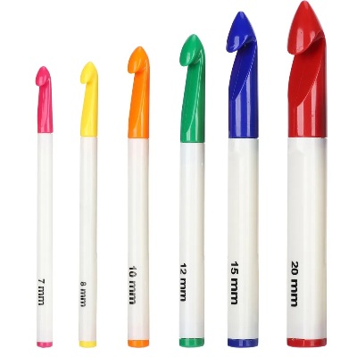 Крючки для вязания с пластиковыми ручками/ арт.SKP-11/ разноразмерные 7мм-20мм/ набор 6 шт/ фас.1уп.