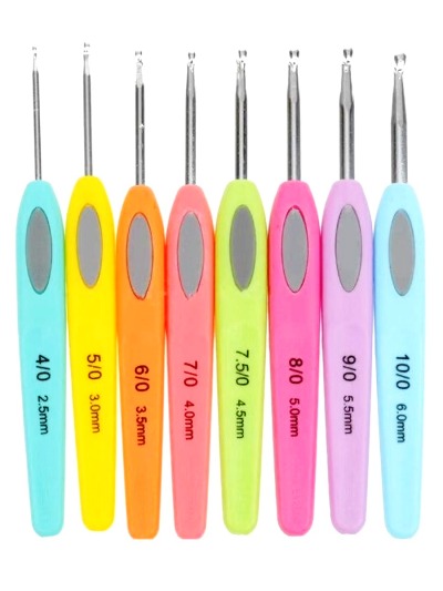 Крючки для вязания с пластиковыми ручками/ арт.SKP-12/ разноразмерные 2,5мм-6мм/ набор 8 шт/ фас.1уп.