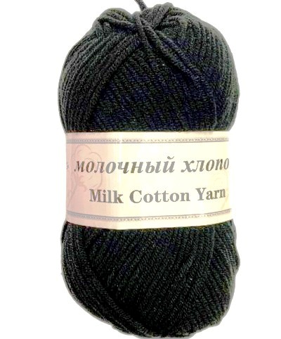 Пряжа для вязания Молочный хлопок/ цв.чёрный/ дл.около 100м/ 50г/ фас.1шт.