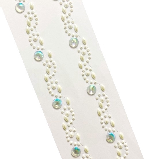 Стразы самоклеющиеся фигурные РАКУШКА/ д.10,4,2мм/ арт.NY-15/ цв.молочный перламутровый/ фас.1лист title=