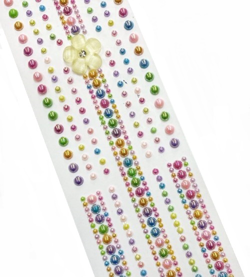 Стразы самоклеющиеся фигурные БОЛЬШОЙ ЦВЕТОК/ д.2,3,5мм/ арт.HD52/ цв.ассорти перламутровый/ фас.1лист title=