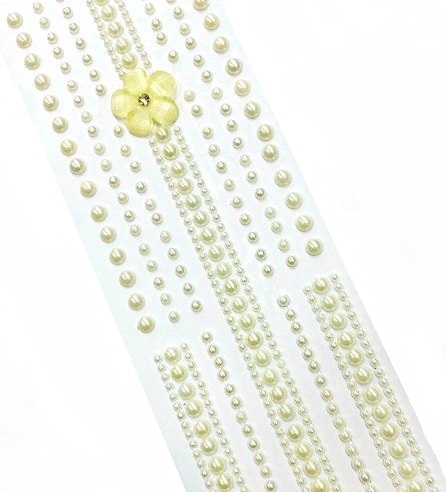 Стразы самоклеющиеся фигурные БОЛЬШОЙ ЦВЕТОК/ д.2,3,5мм/ арт.HD52/ цв.молочный перламутровый/ фас.1лист