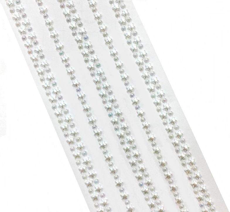 Стразы самоклеющиеся фигурные ЗВЕЗДОЧКИ, цв. белый перламутровый, фас. 1 листов, д.5 мм