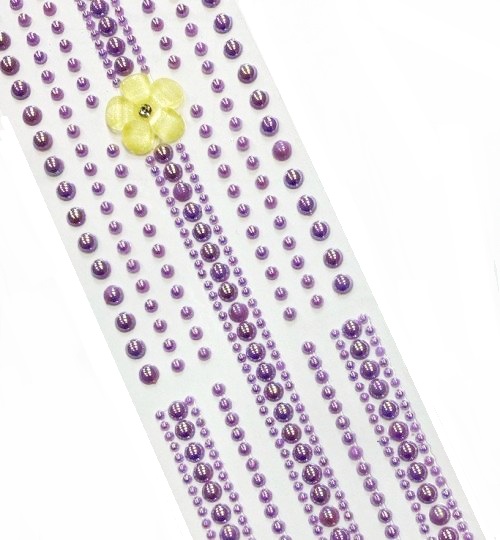 Стразы самоклеющиеся фигурные БОЛЬШОЙ ЦВЕТОК/ д.2,3,5мм/ арт.HD52/ цв.фиолетовый перламутровый/ фас.1лист