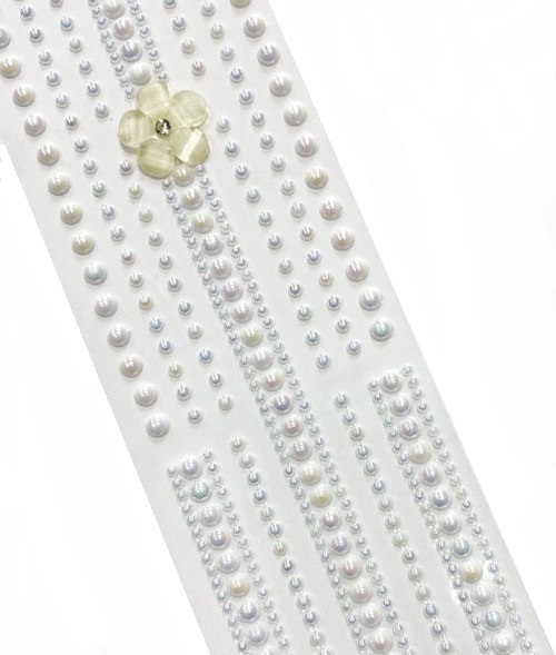 Стразы самоклеющиеся фигурные БОЛЬШОЙ ЦВЕТОК/ д.2,3,5мм/ арт.HD52/ цв.белый перламутровый/ фас.1лист