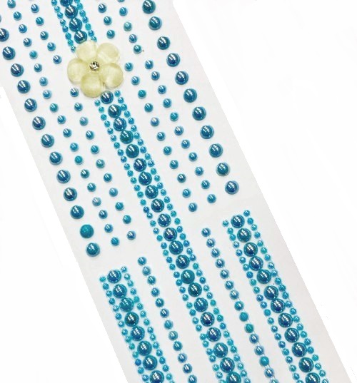 Стразы самоклеющиеся фигурные БОЛЬШОЙ ЦВЕТОК/ д.2,3,5мм/ арт.HD52/ цв.голубой перламутровый/ фас.1лист