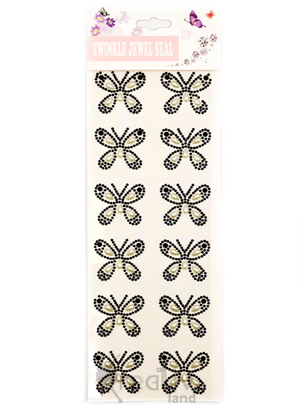 Стразы самоклеющиеся с рисунком Бабочки/ цв.черный/ фас.1лист