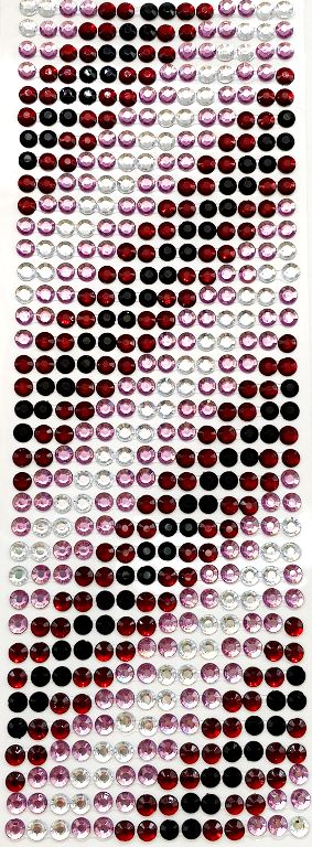 Стразы самоклеющиеся градиент/ 1полоса/ д.6мм/ цв.бордовый,розовый,серебро,черный №7/ фас.1лист