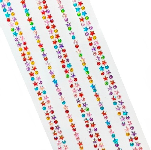 Стразы самоклеющиеся фигурные ЗВЕЗДОЧКИ/ д.5мм/ цв.ассорти перламутровый/ фас.1лист title=