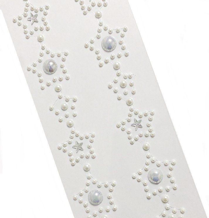 Стразы самоклеющиеся фигурные ЗВЕЗДА/ д.9,2мм/ арт.NY-15/ цв.белый перламутровый/ фас.1лист title=