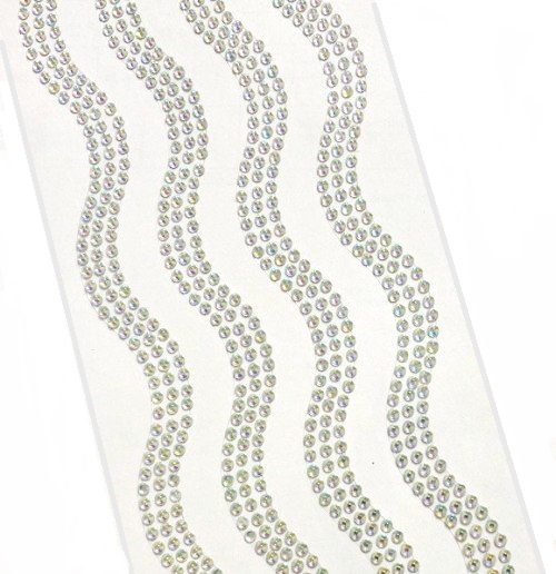 Стразы самоклеющиеся фигурные ЗМЕЙКА, цв. серебро перламутровое, фас. 1 листов, д.3 мм