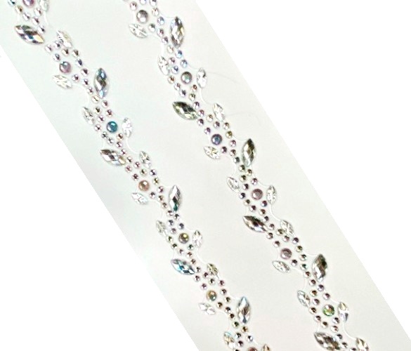 Стразы самоклеющиеся фигурные ВЬЮН/ арт.NY-15/ цв.серебро перламутровое/ фас.1лист