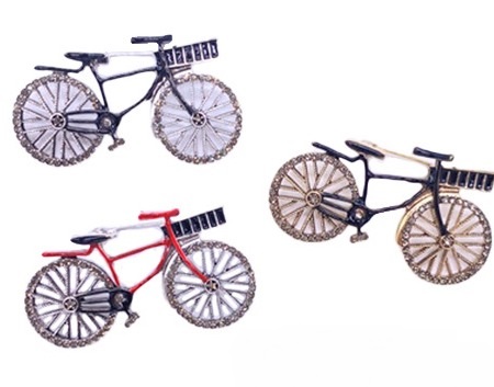 Брошь декоративная со стразами ВЕЛОСИПЕД/ металл/ арт.SXZ-161/ размер 5,5х4,5см/ фас.1шт.