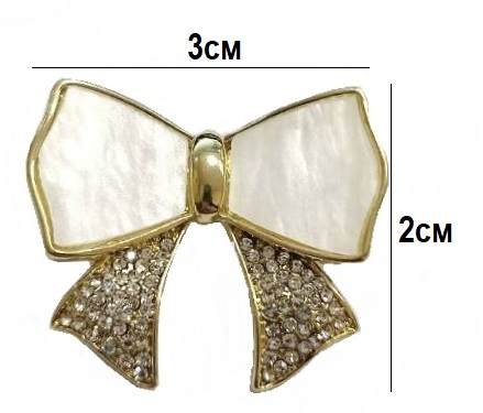 Брошь декоративная со стразами БАНТИК/ металл/ арт.SXZ-255/ фас.1шт.