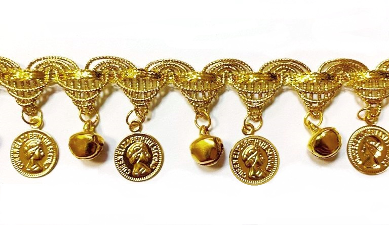 Тесьма отделочная/ цв.золото/ ш.35мм/ уп.10ярд./ арт.351015-01G/ фас.1рул. title=