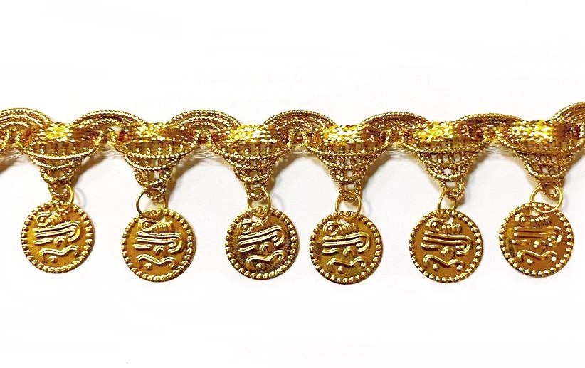 Тесьма отделочная/ цв.золото/ ш.35мм/ уп.10ярд./ арт.351015-02G/ фас.1рул. title=