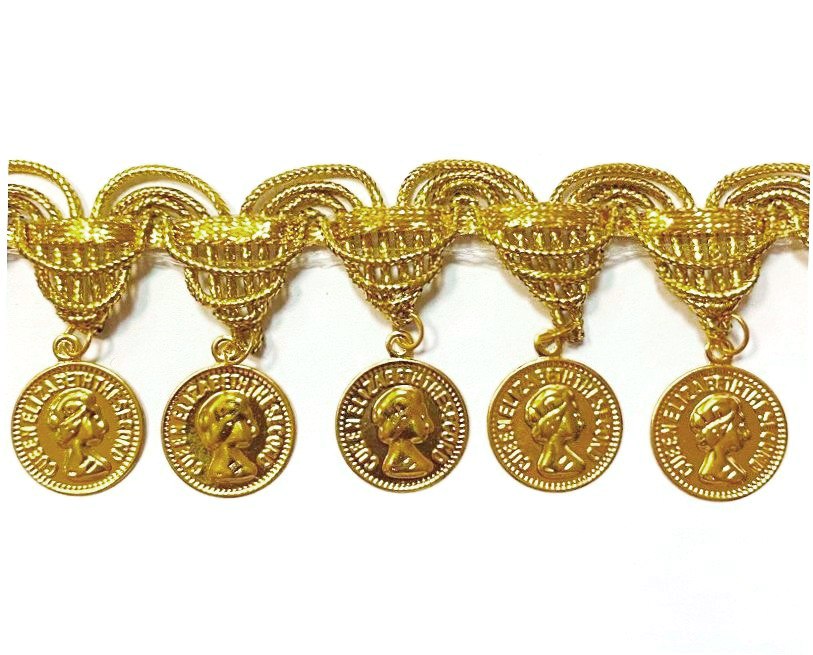 Тесьма отделочная, цв. золото, уп. 10ярд, ш.45 мм, арт. 481020-01G