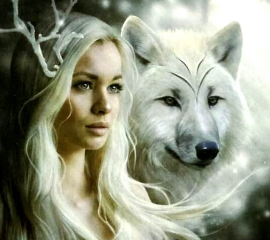 Набор для полного или частичного вышивания крестом 40х50/ арт.З-2017 ДЕВУШКА И ВОЛК