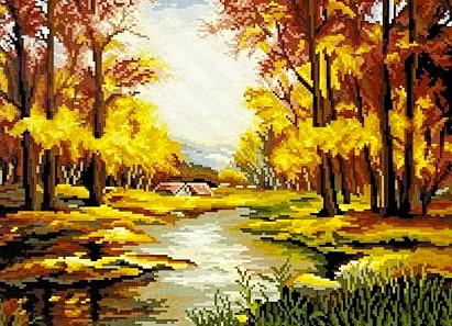 Набор для полного или частичного вышивания крестом 40х50/ арт.0380 ОСЕНЬ