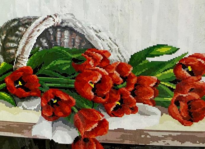 Набор для полного или частичного вышивания крестом 40х50/ арт.0416 ТЮЛЬПАНЫ