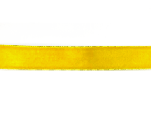 Лента бархатная однотонная/ 20мм/ цв.желтый/ дл.22,8см/ фас.1рул.