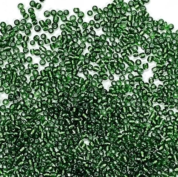 Бисер G 12, 0, цв. зеленый прозрачный 7B, уп. 450 г