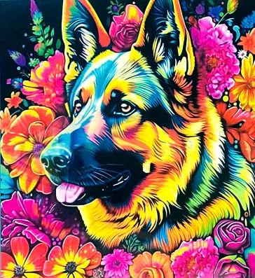 Алмазная мозаика, без подрамника, частичная выкладка, круглые стразы, 25 х 25 (живопись), арт. АК2020020 ОВЧАРКА